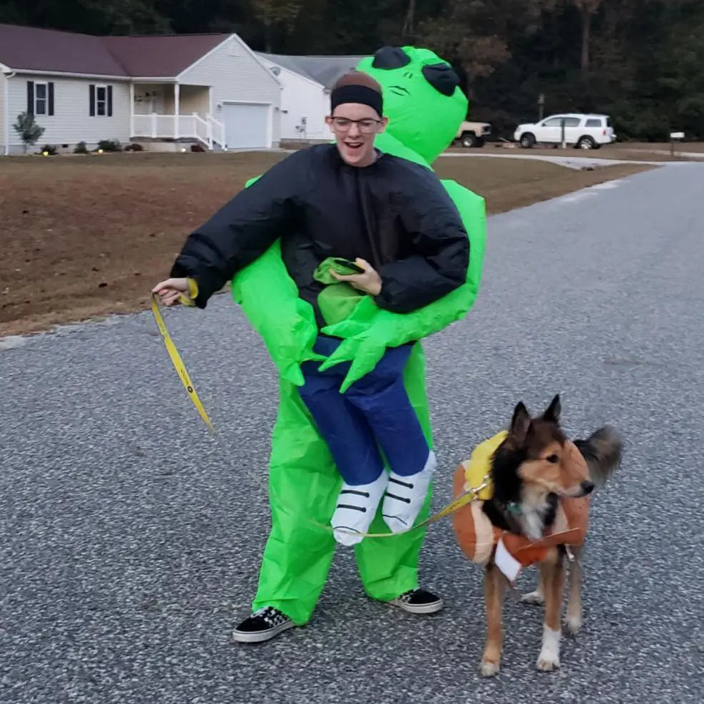 ET Alien Inflatable Suit Alien Monster Inflatable Costume Scary Green Alien Cosplay Costume for Adult Party Festival Stage