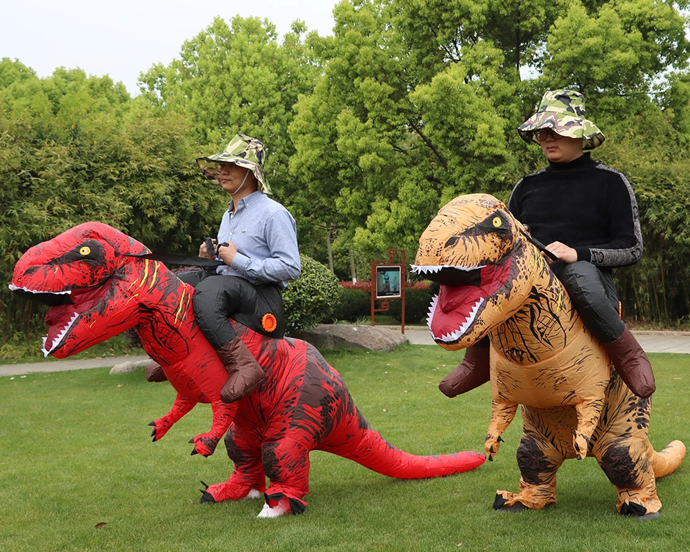 T-REX Monster Inflatable Costume Blow up Cosplay Dinosaur Clothing Carnival Halloween Christma Dress for Man Woman Party Show