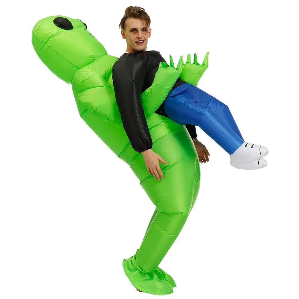 ET Alien Inflatable Suit Alien Monster Inflatable Costume Scary Green Alien Cosplay Costume for Adult Party Festival Stage