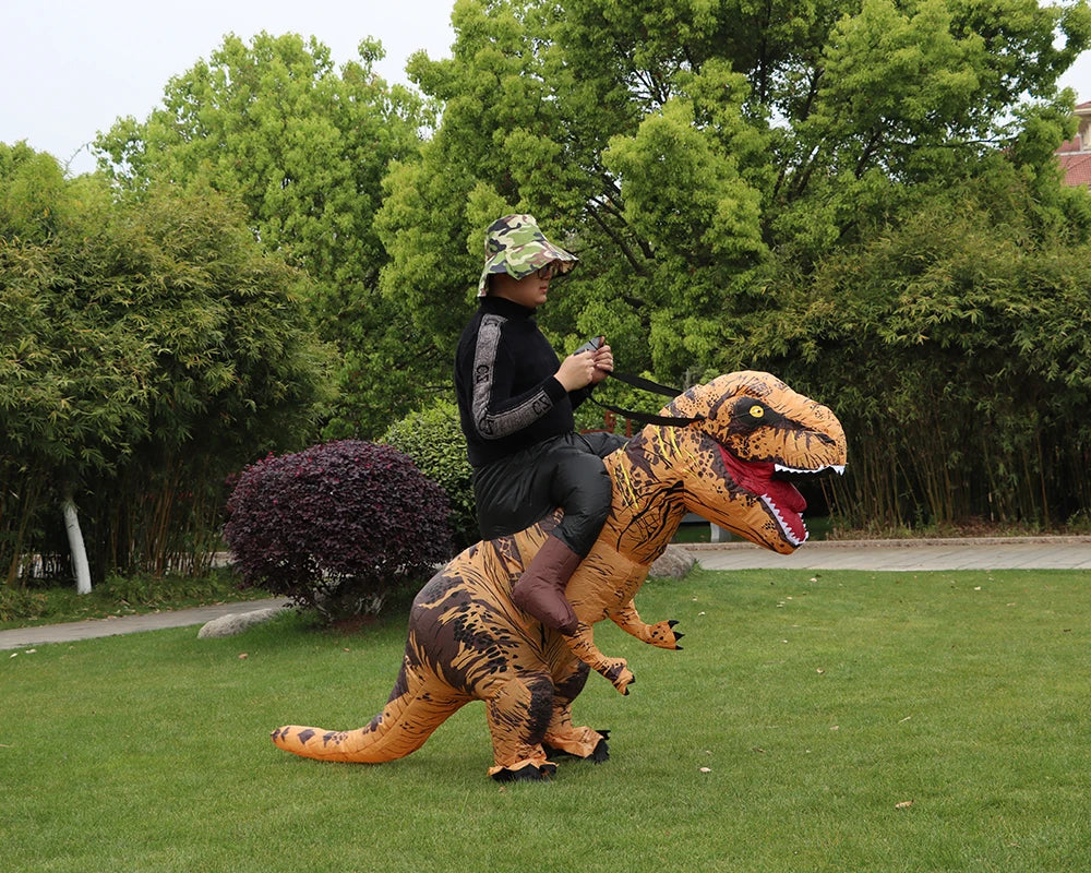 T-REX Monster Inflatable Costume Blow up Cosplay Dinosaur Clothing Carnival Halloween Christma Dress for Man Woman Party Show
