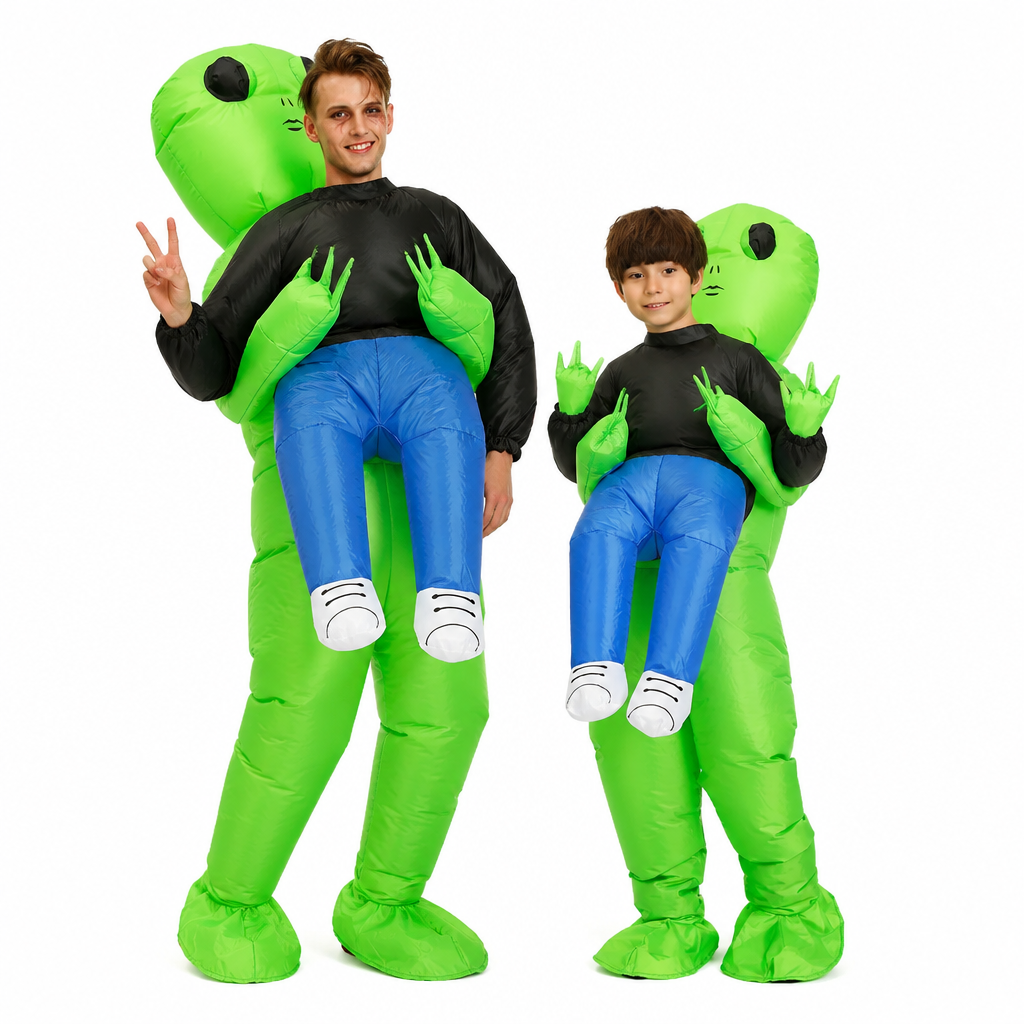 Alien Costume Adult and Kids Together