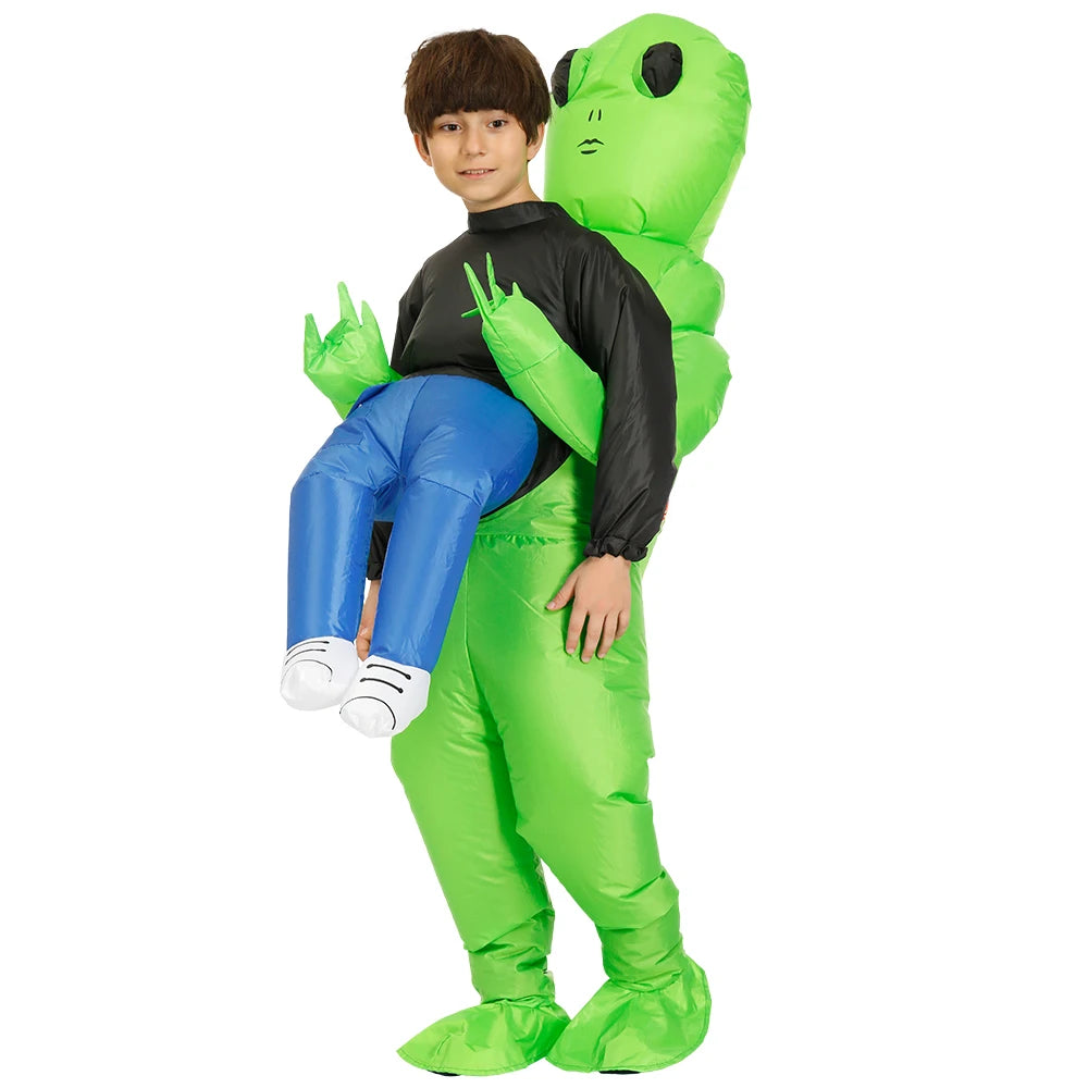 ET Alien Inflatable Suit Alien Monster Inflatable Costume Scary Green Alien Cosplay Costume for Adult Party Festival Stage